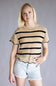 Striped Crotchet Knit Sweater Top for Women in Brown/Black