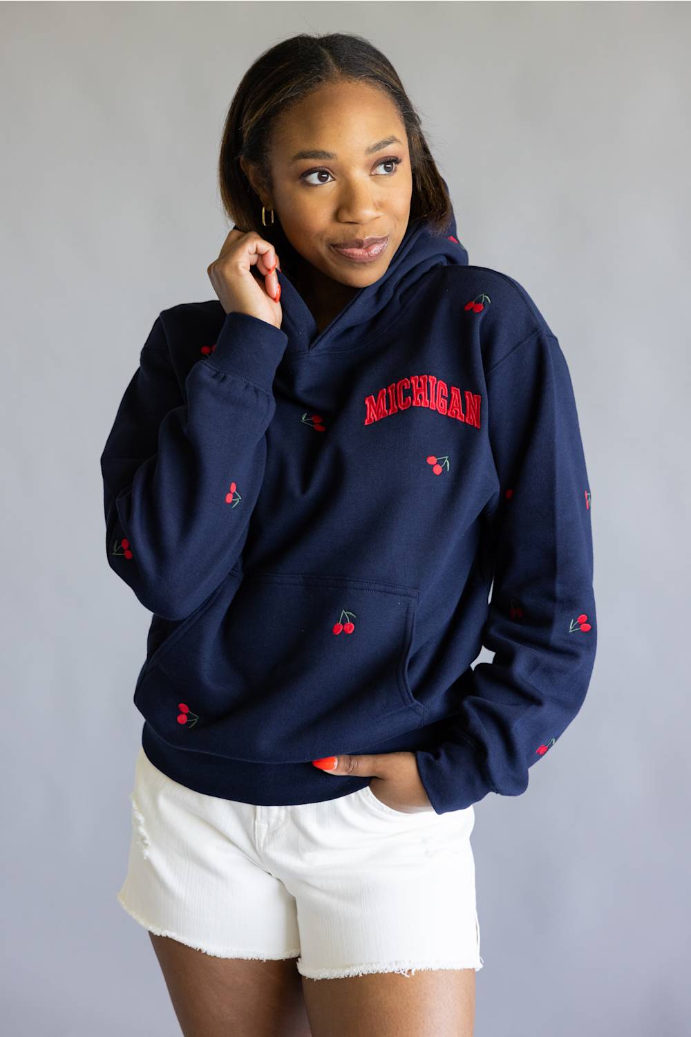 1897 Active Michigan Cherries Hoodie for Women in Navy