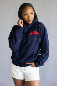 1897 Active Michigan Cherries Hoodie for Women in Navy