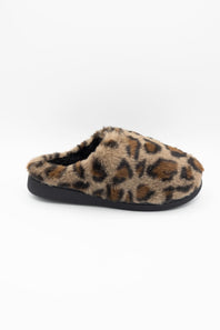 MIA Cozi Leopard Fur Slippers for Women in Black/Tan