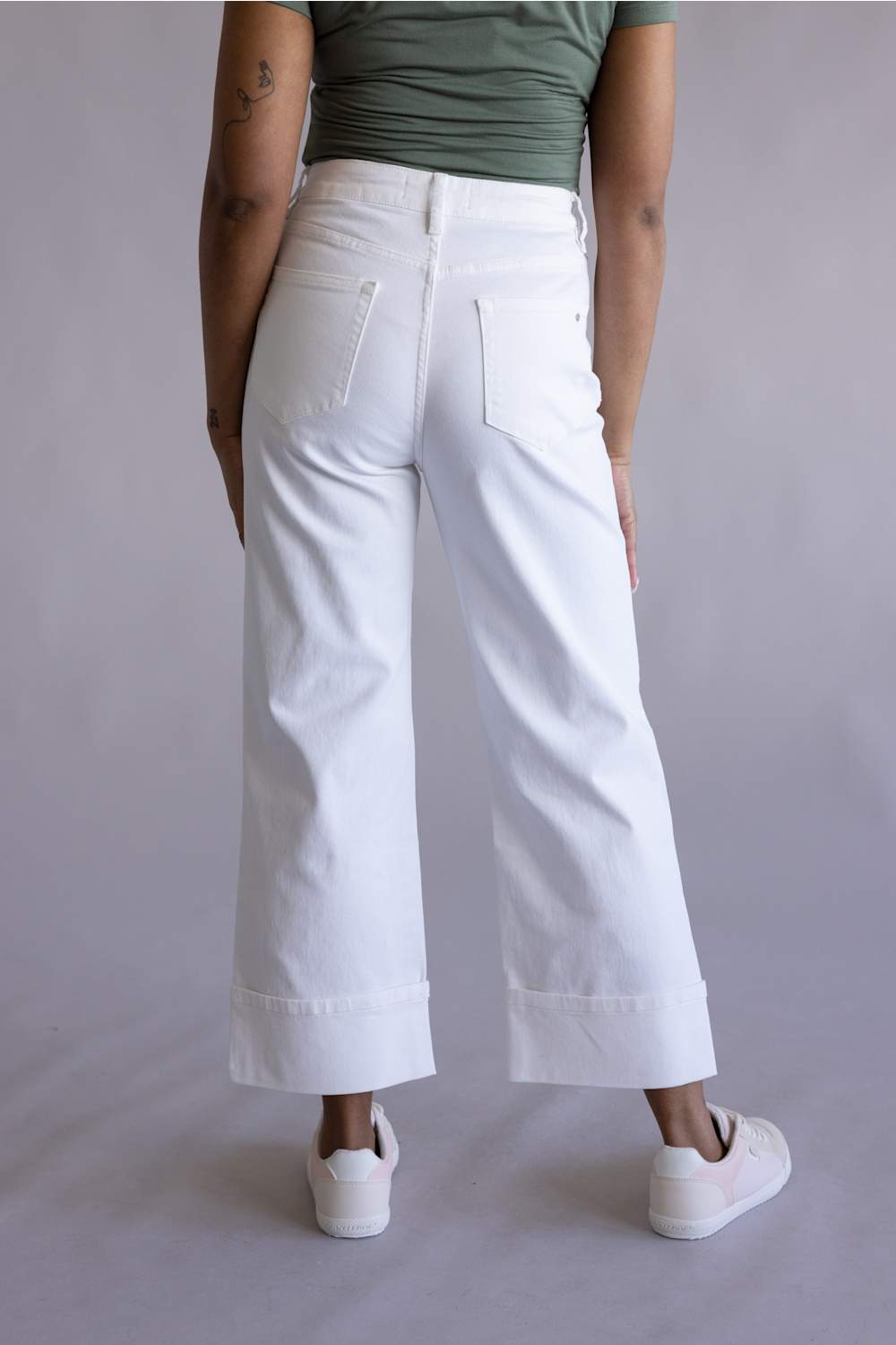 Mica High Rise Crop Wide Jeans for Women in White