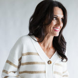 Miracle Stripe Cardigan Sweater for Women in Ivory