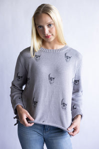 Miracle Skull Sweater for Women in Grey