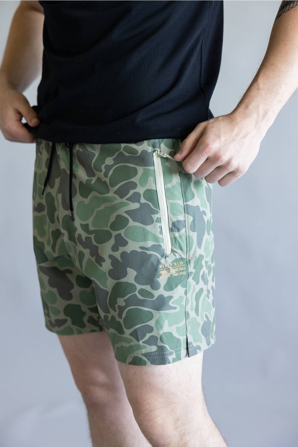 Marsh Wear TideLock 7.5” Boardshorts for Men in Green Mallard Camo