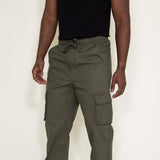 Twill Cargo Joggers for Men in Green