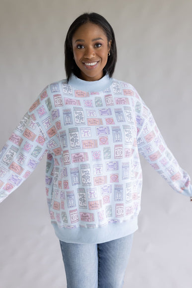 Matchbook High Neck Sweatshirt for Women in Blue