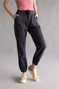 Mica Cropped Jogger Pants for Women in Black