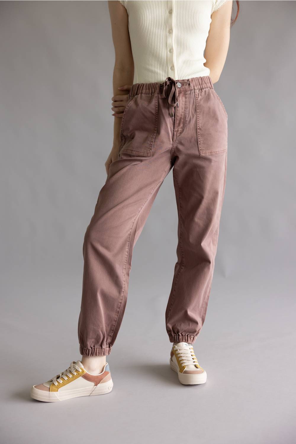 Mica Cropped Jogger Pants for Women in Brown