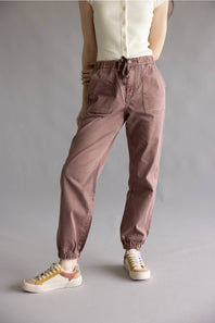 Mica Cropped Jogger Pants for Women in Brown