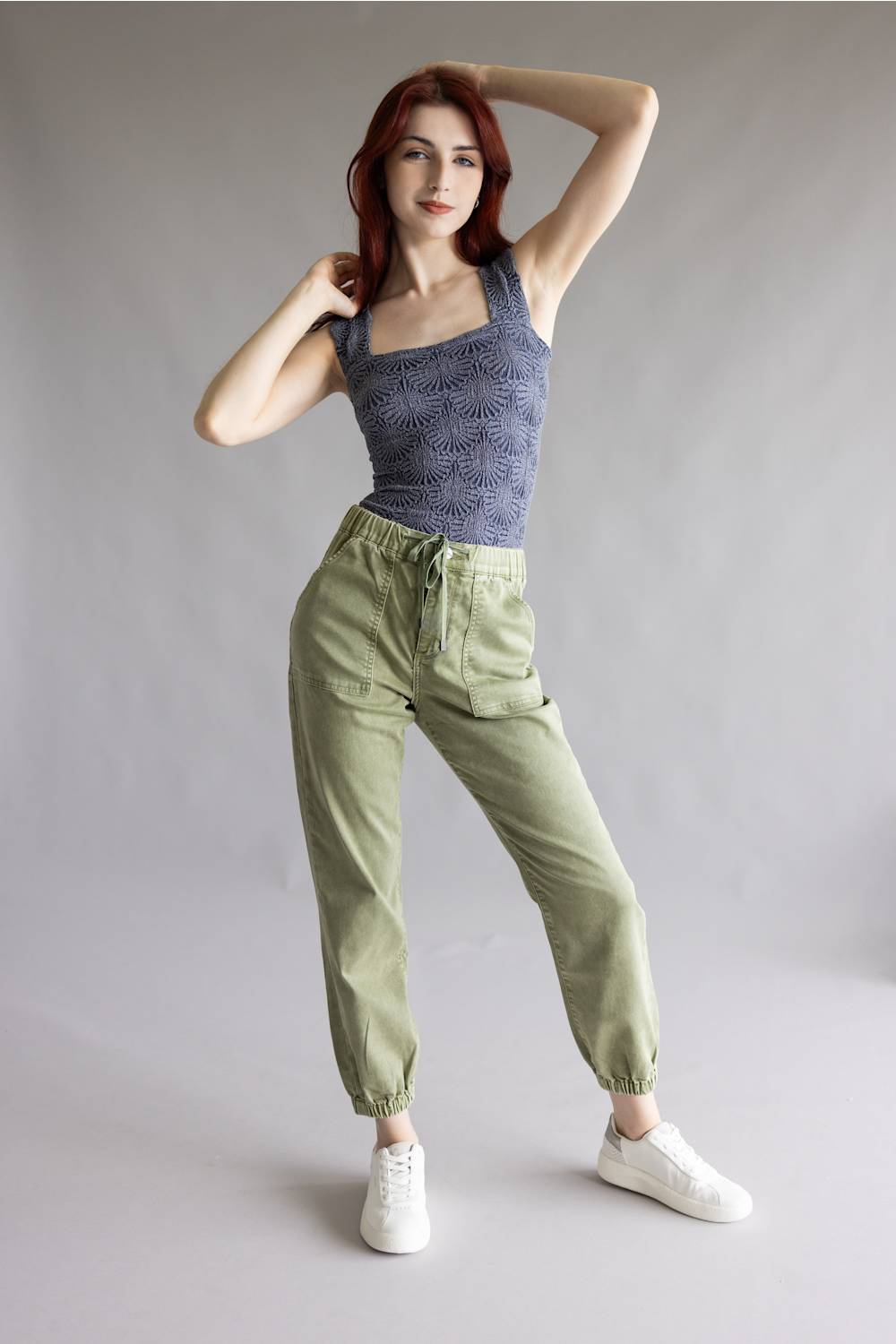 Mica Cropped Jogger Pants for Women in Olive | MDP-G3164AG-HROLIVE