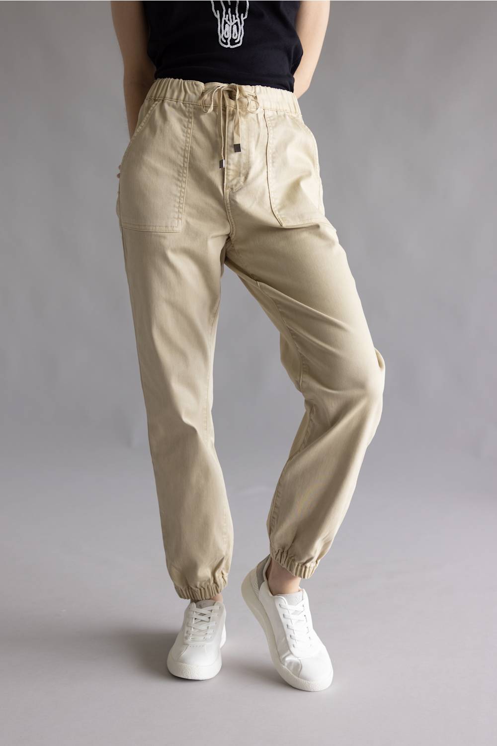 Mica Cropped Jogger Pants for Women in Tan