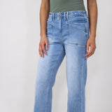 Mica High-Rise Light Wash Clean Cropped Wide Leg Jeans for Women