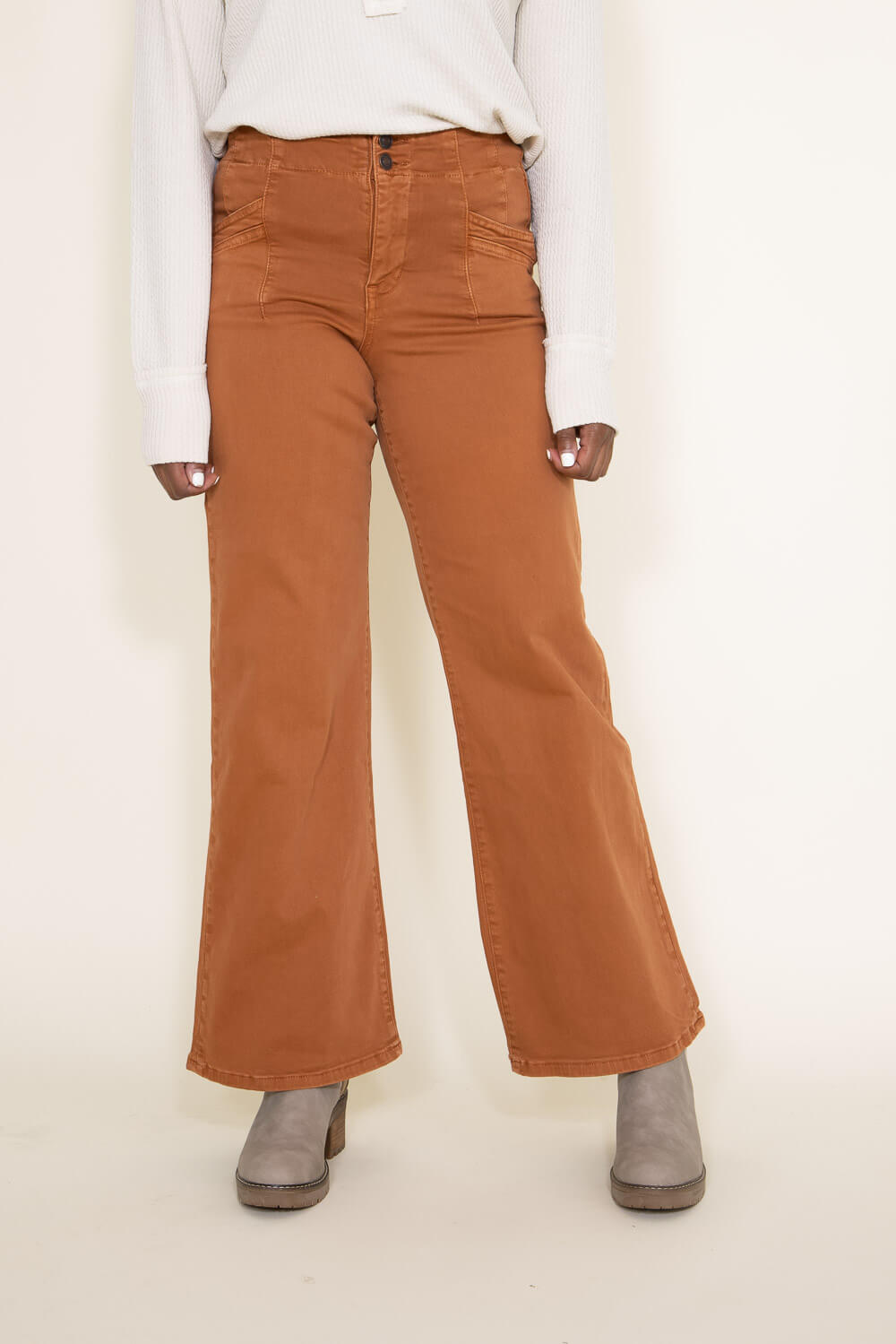 Mica High Rise Wide Leg Jeans for Women in Rustic Orange