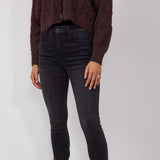 Mica High Rise Distressed Ankle Skinny Jeans for Women in Black