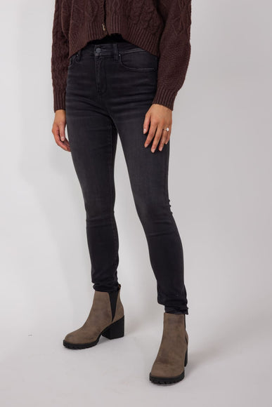 Mica High Rise Distressed Ankle Skinny Jeans for Women in Black