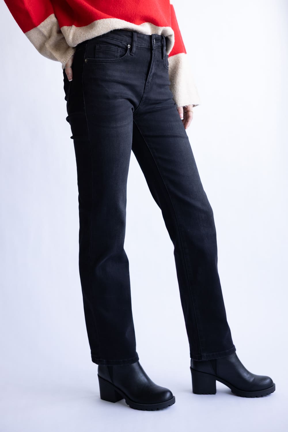 Mica High Rise Straight Leg Jeans for Women in Black