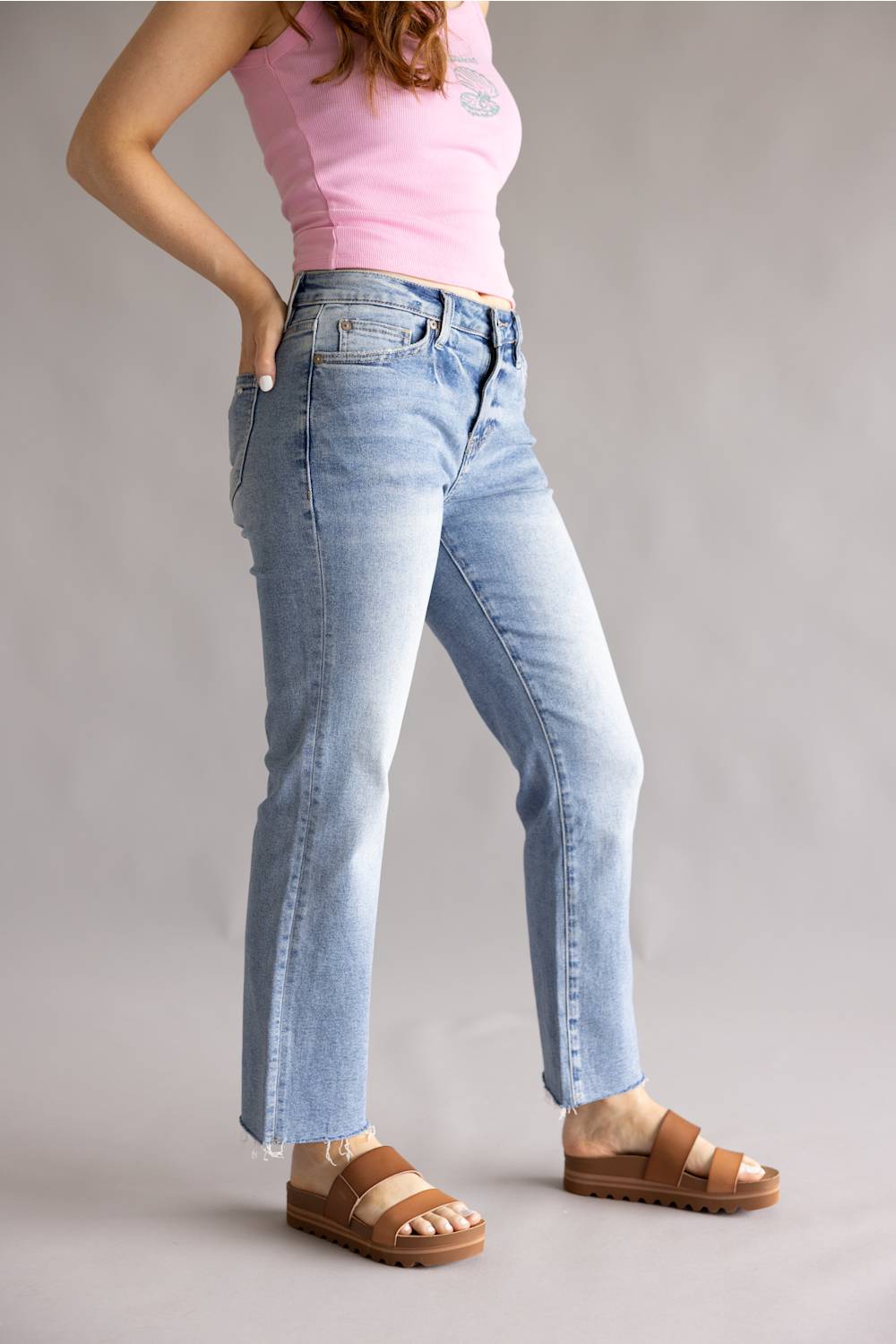 Mica Mid Rise Ankle Straight Jeans for Women