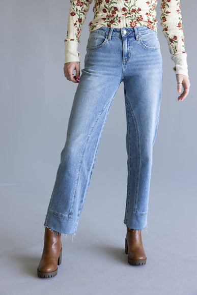 Mica Mid-Rise Medium Wash Clean Straight Leg Jeans for Women
