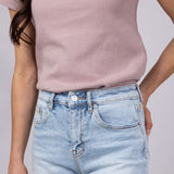 Mica Super High Rise Frayed Hem Denim Shorts for Women