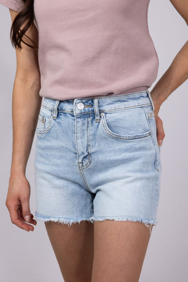 Mica Super High Rise Frayed Hem Denim Shorts for Women