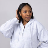1897 Active Michigan Embroidered Half Zip Hoodie for Women in Grey