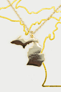 Michigan State Shaped Necklace for Women in Gold