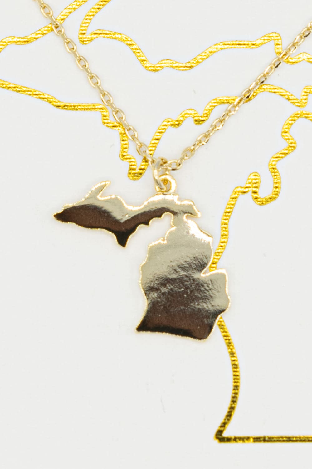 Michigan State Shaped Necklace for Women in Gold