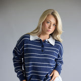 Mimosa Polo Stripe Sweater for Women in Navy