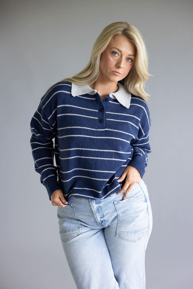 Mimosa Polo Stripe Sweater for Women in Navy