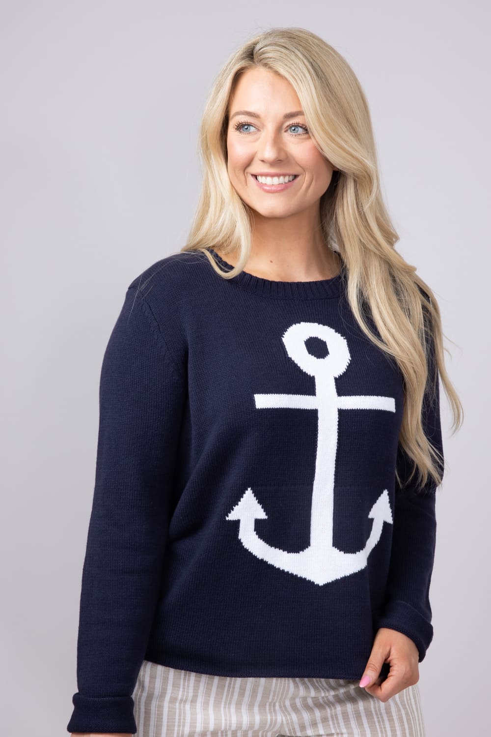 Miracle Anchor Lightweight Sweater for Women in Navy
