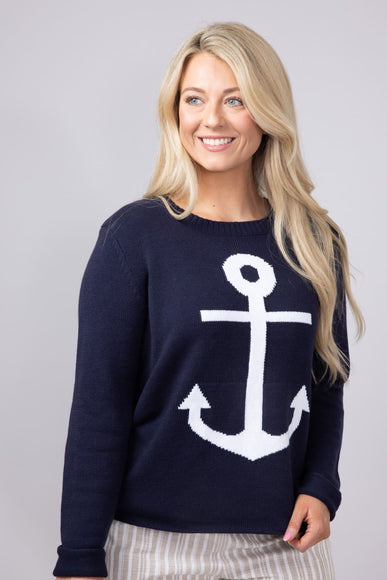 Miracle Anchor Lightweight Sweater for Women in Navy