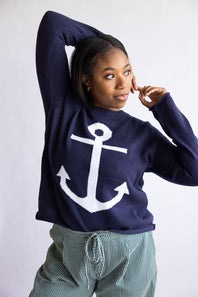 Miracle Anchor Lightweight Sweater for Women in Navy