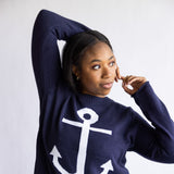 Miracle Anchor Lightweight Sweater for Women in Navy