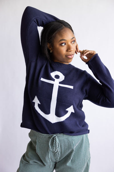 Miracle Anchor Lightweight Sweater for Women in Navy | F2112-NAVY