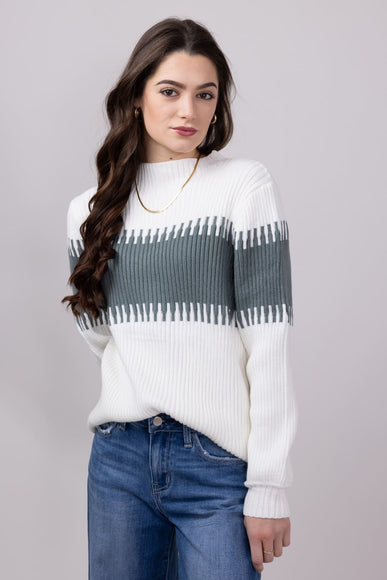 Miracle Stripe Key Sweater for Women in Ivory Sage