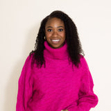 Miracle Clothing Braid Knit Turtleneck Cropped Sweater for Women in Pink