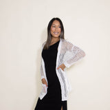 Miracle Clothing Crochet Cardigan for Women in White