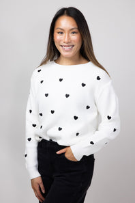 Miracle Heart Sweater for Women in Ivory/Black