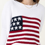 Miracle Knit American Flag Sweater for Women in White