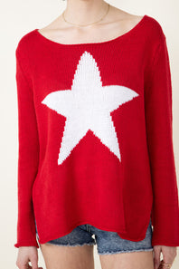 Miracle Star Lightweight Sweater for Women in Red