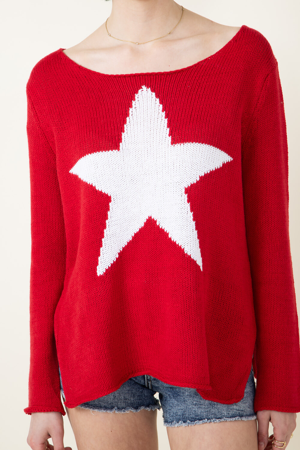 Miracle Star Lightweight Sweater for Women in Red