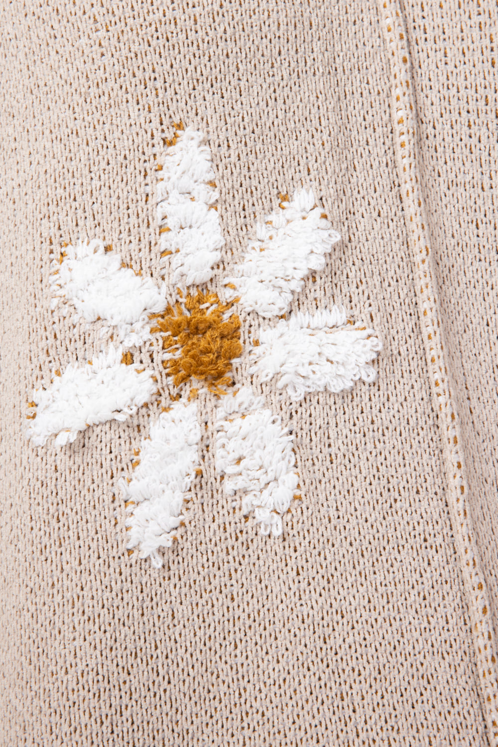Miracle V Neck White Floral Sweater for Women in Taupe