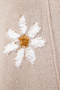 Miracle V Neck White Floral Sweater for Women in Taupe