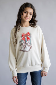Moa Moa Christmas Boots Sweatshirt for Girls in Natural
