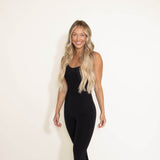 Mono B Flare Sleeveless Long Catsuit (Bodysuit) for Women in Black