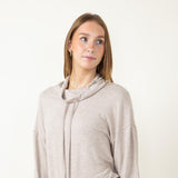 Mono B Hatchi Lounging Cowlneck Sweatshirt for Women in Brown