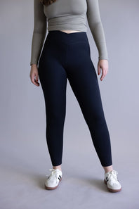 Mono B Venice Crossover Waist Leggings for Women in Black