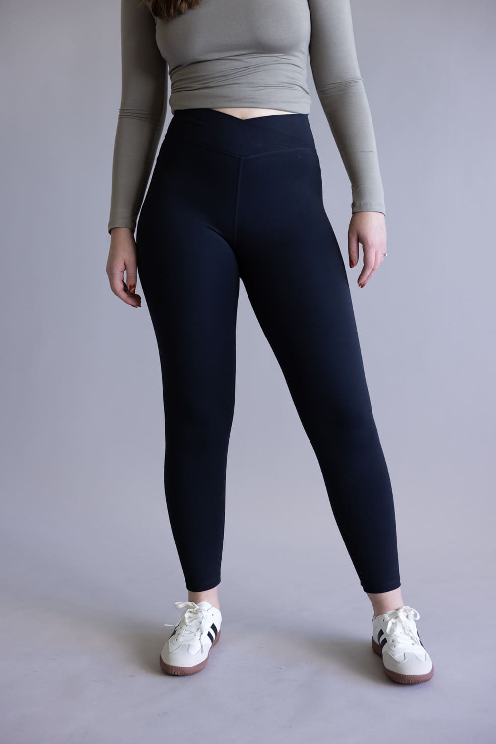 Mono B Venice Crossover Waist Leggings for Women in Black