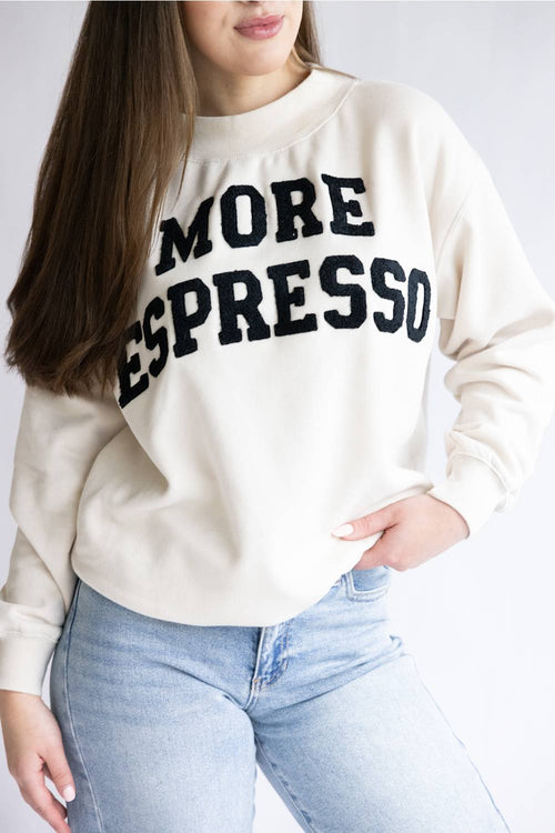 More Espresso Chenille Patch Fleece Mockneck for Women in Beige