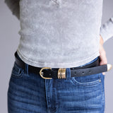 Multi Loop Basic Belt for Women in Black